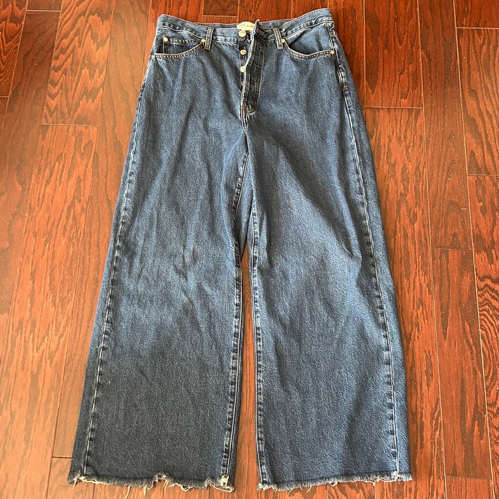 Frame Denim Womens Le Low Blindspot Raw Fray Wide Leg Jean, Blue size 28 EUC - Picture 3 of 7